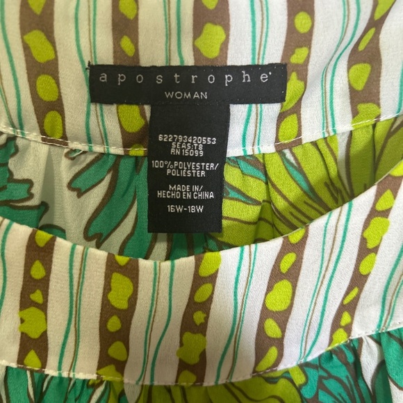 Apostrophe Green and Brown Patterned Top - Picture 2 of 3